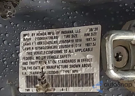 2020 Honda Cr-V Awd Touring from USA, damaged, VIN 7FARW2H99LE020049